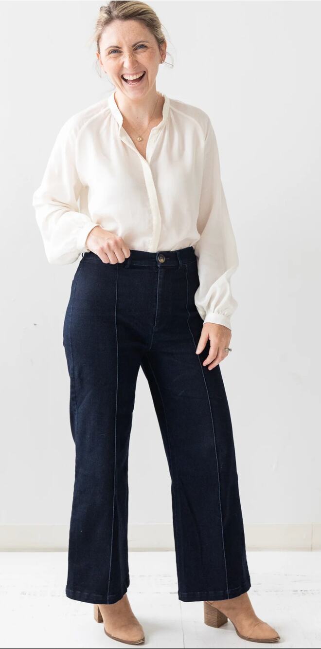 Brass The Sailor Pant Jeans Womens Size 8 Indigo Blue Dark Wash Wide Leg New